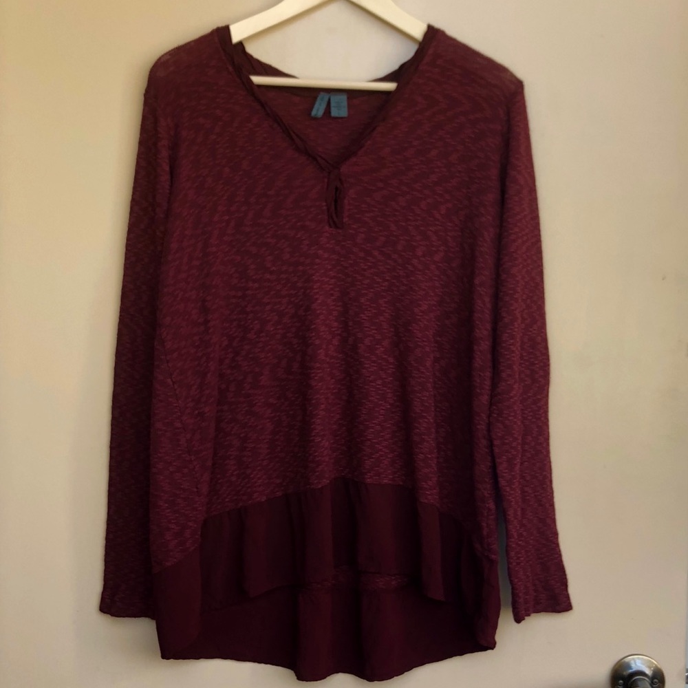ANTHRO // LEFT OF CENTER MAROON SLUBSTRIPE SWEATER